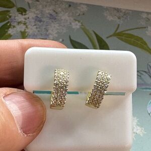 Textured Gold Hoop Huggie Earrings for Women